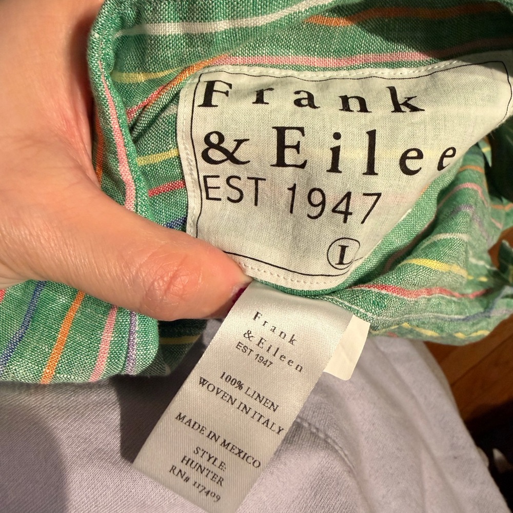NWOT Frank & Eileen Hunter Stripe Step Hem Linen & Cotton Shirtdress colorful L - Picture 5 of 9